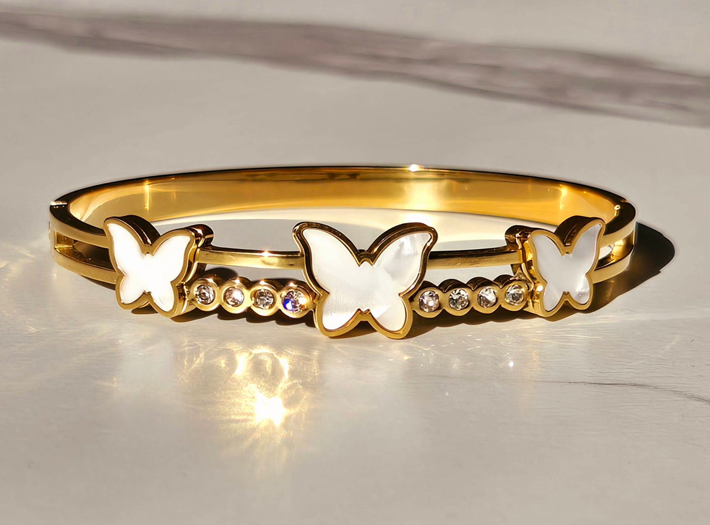Butterfly Charm Gold Bangle