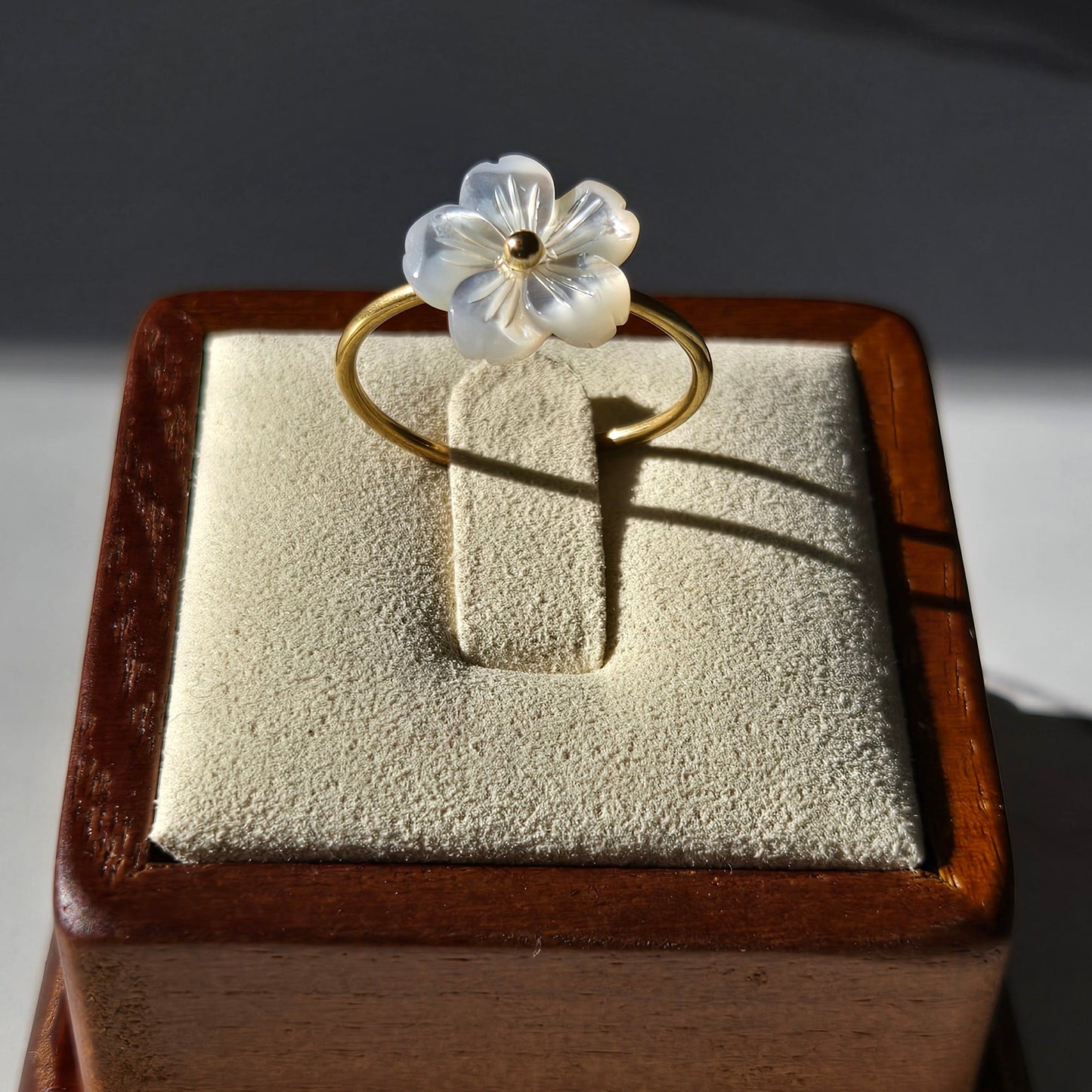 Gold Floral Shell Ring