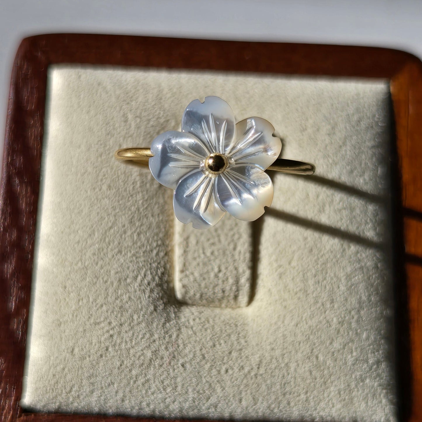 Gold Floral Shell Ring