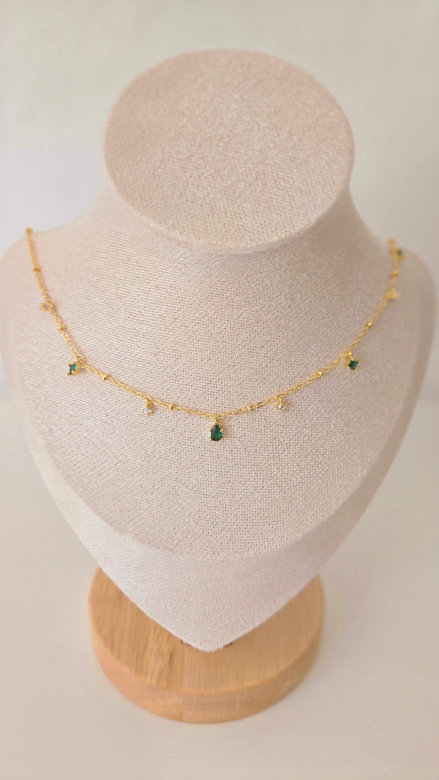 Gold Plated Emerald Glow Necklace
