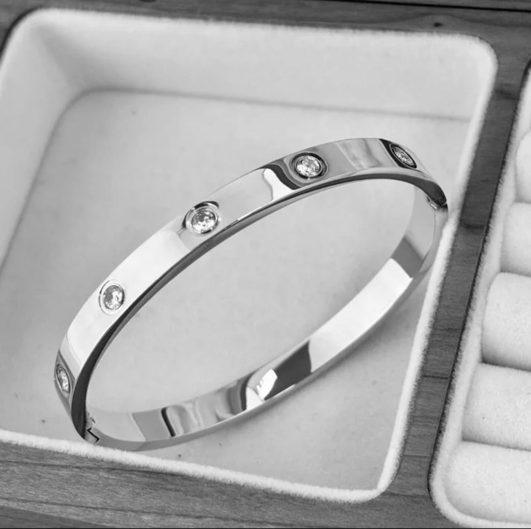 Classic Silver Crystal Bangle