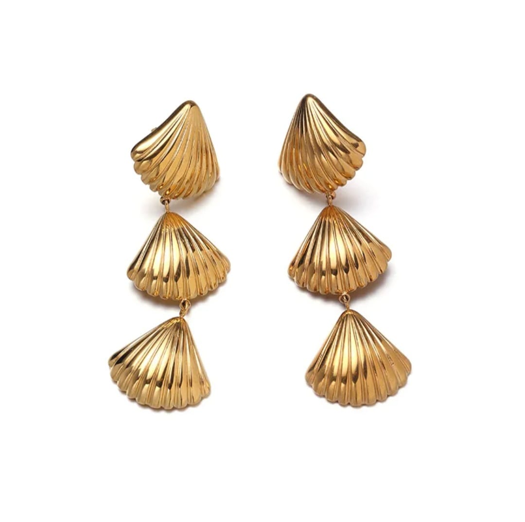 Golden Shell Drop Earrings