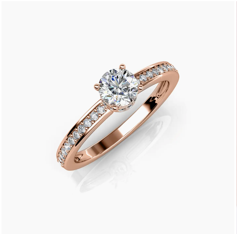 Rose Gold Crystal Pendant & Elise Ring Set