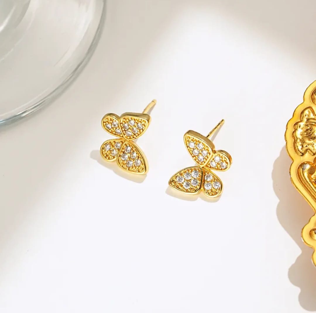 Golden Butterfly Stud Earrings