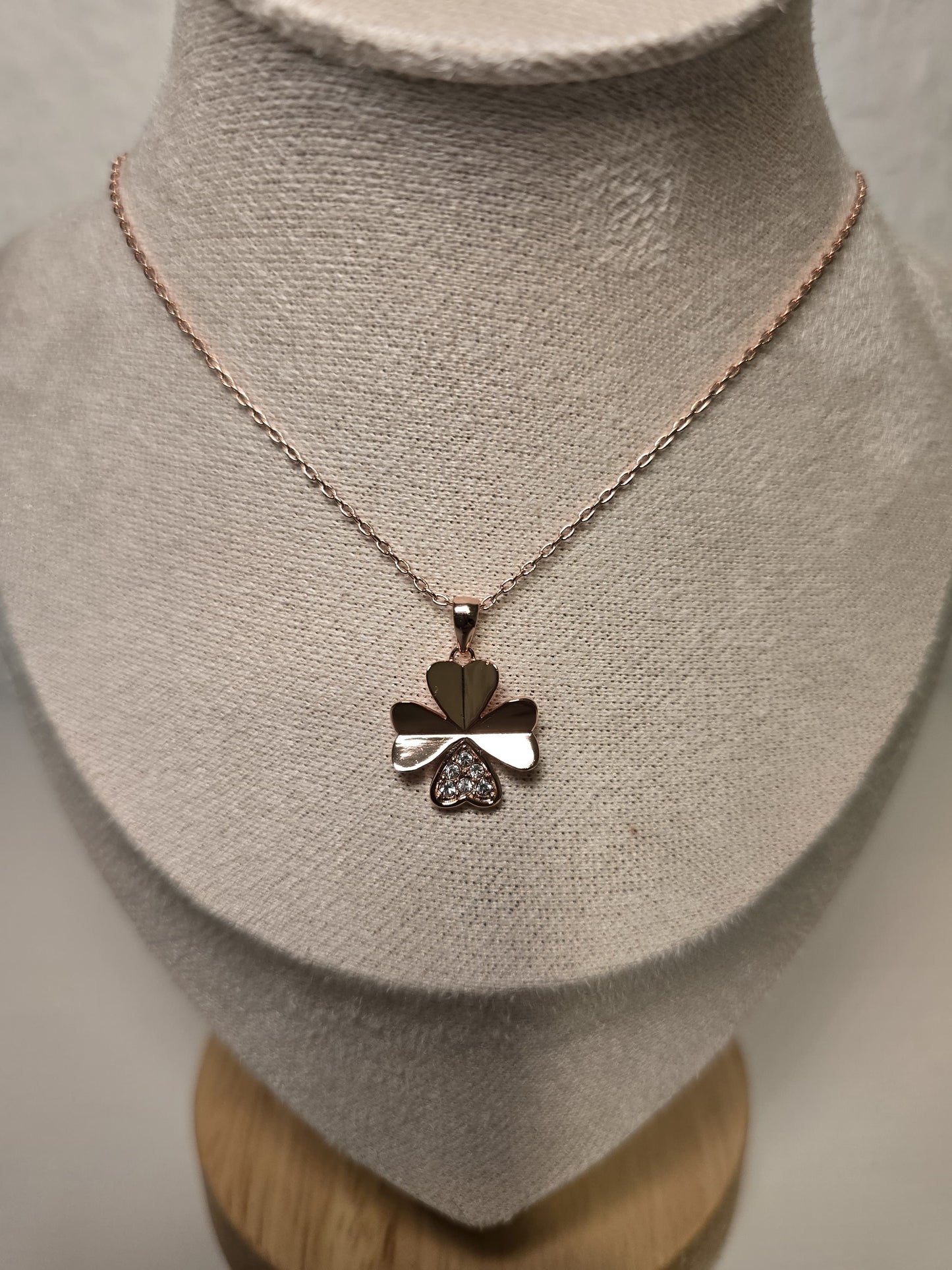 Clover Petal Pendants - Rose Gold and Crystal