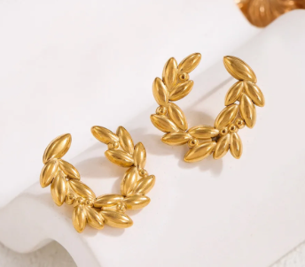 Golden Laurel Leaf Earrings