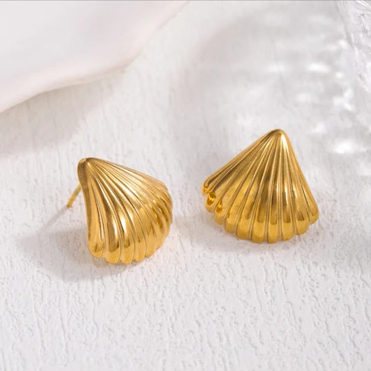 Golden Seashell Stud Earrings