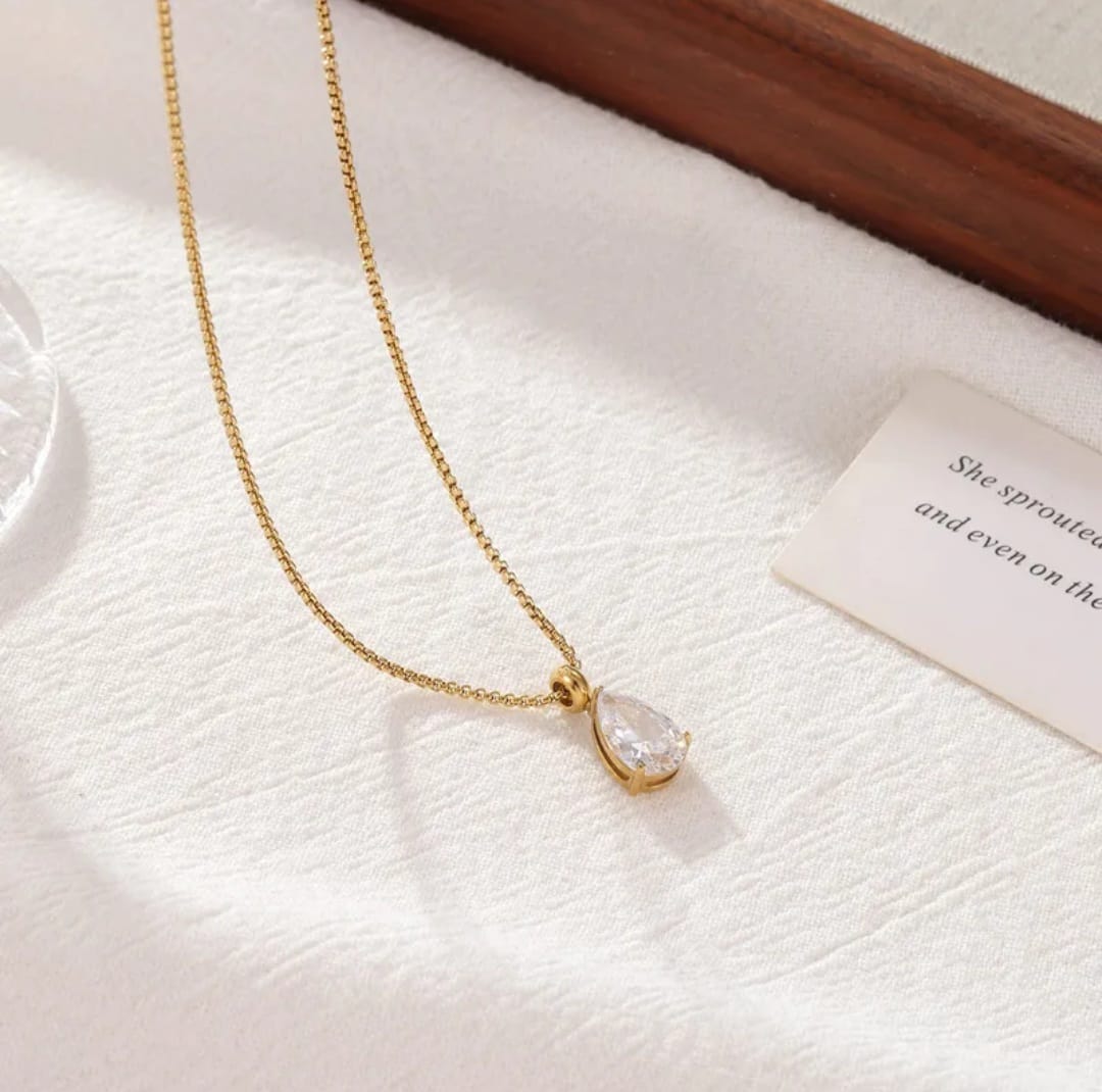 Golden Water Drop Necklace