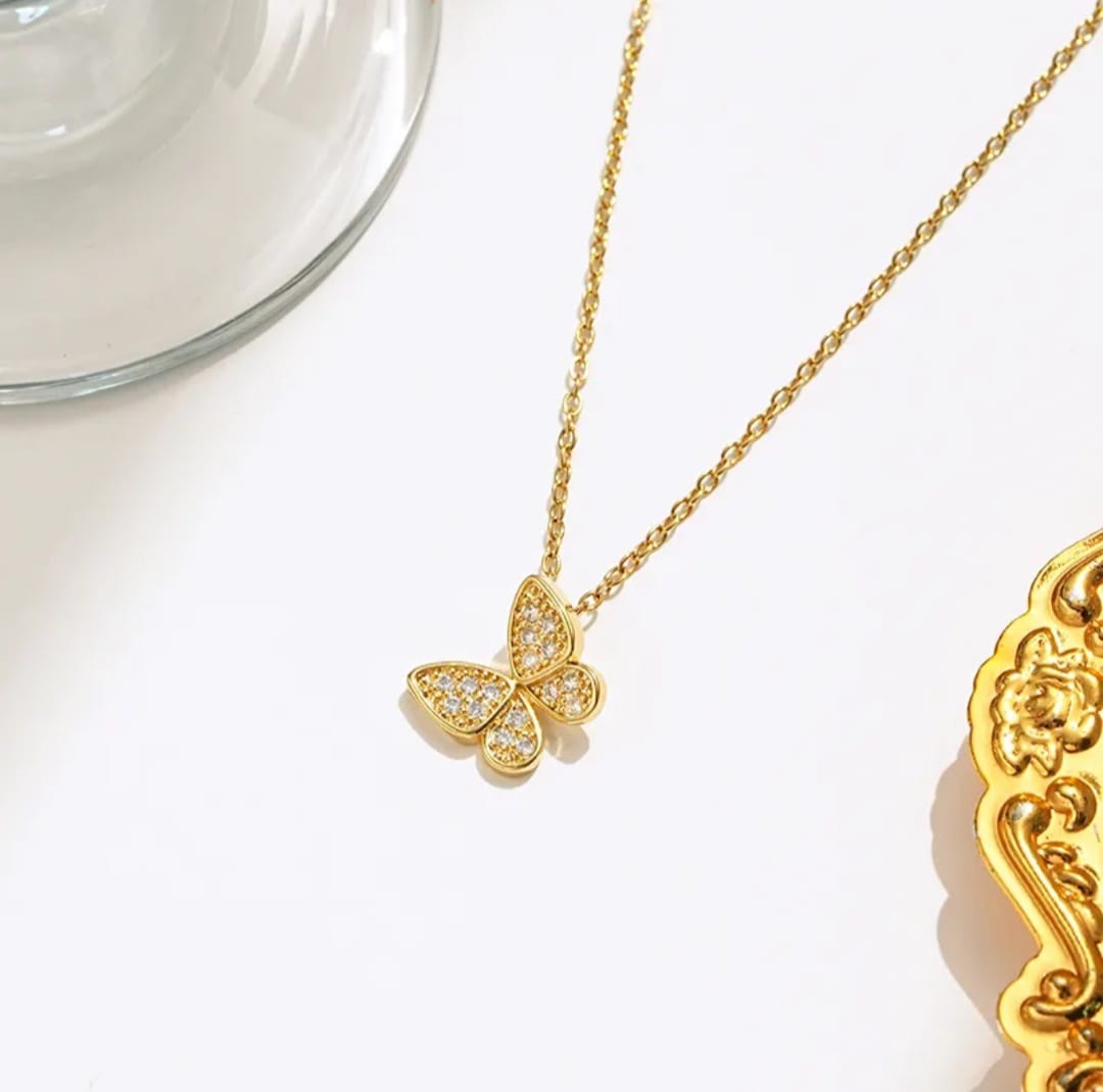 Dainty Butterfly Gold Necklace
