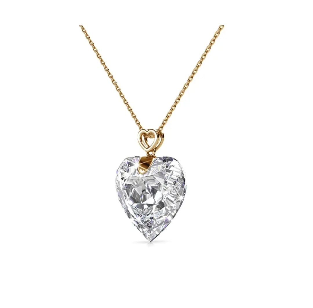 Cheery Heart Pendants - Gold and Crystal