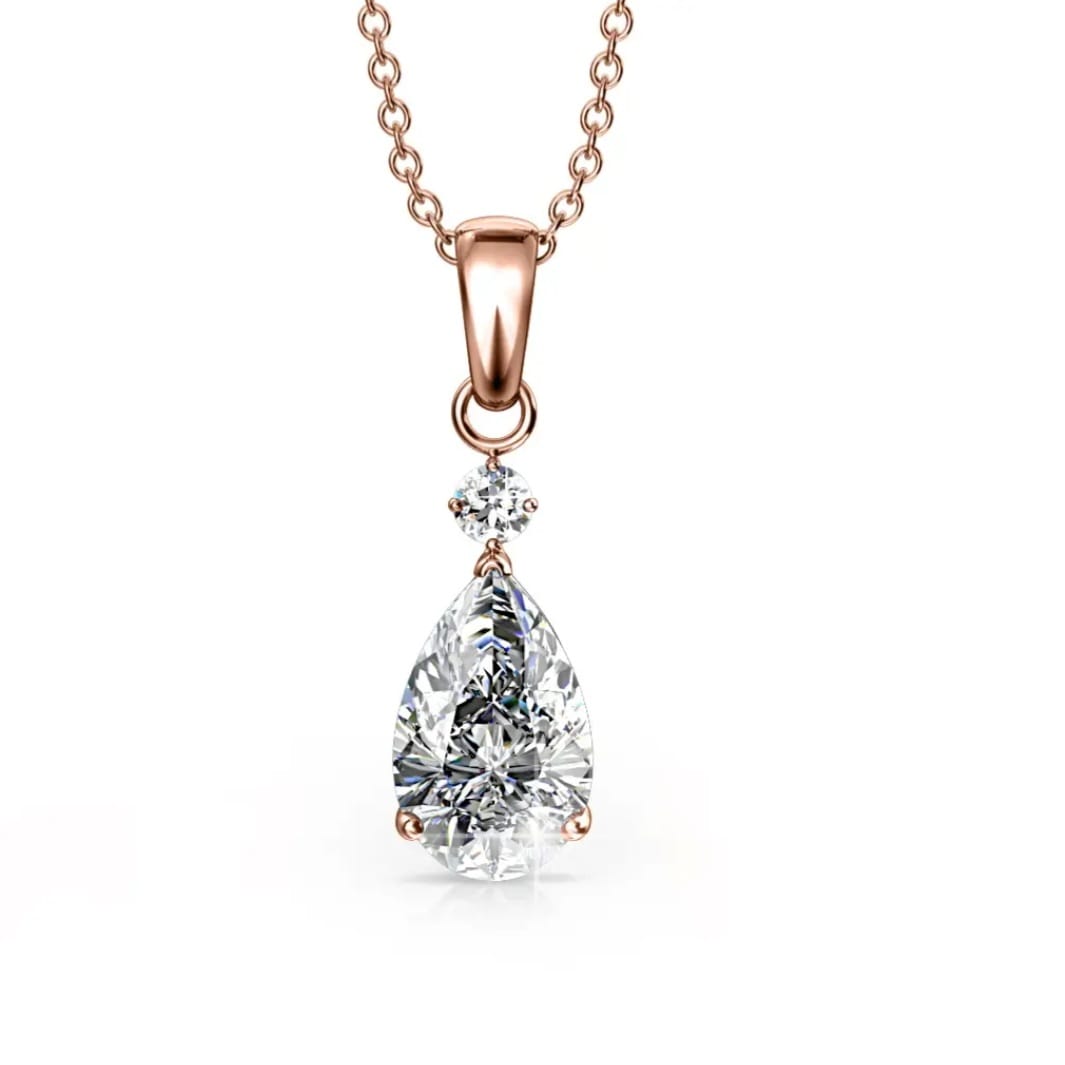 Sophia Earrings & Princess Pendant Set – Rose Gold and Crystal