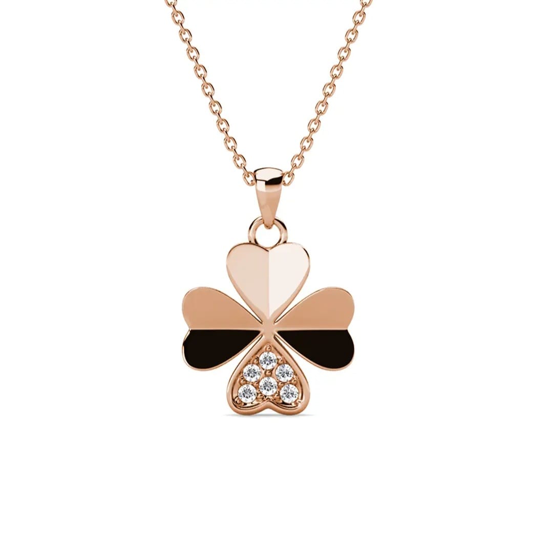 Clover Petal Pendants - Rose Gold and Crystal