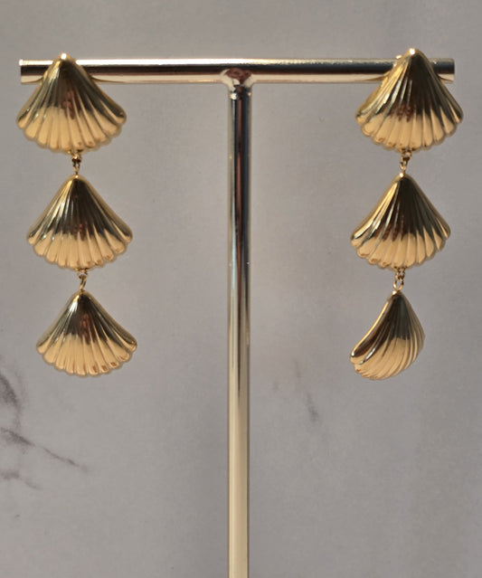 Golden Shell Drop Earrings