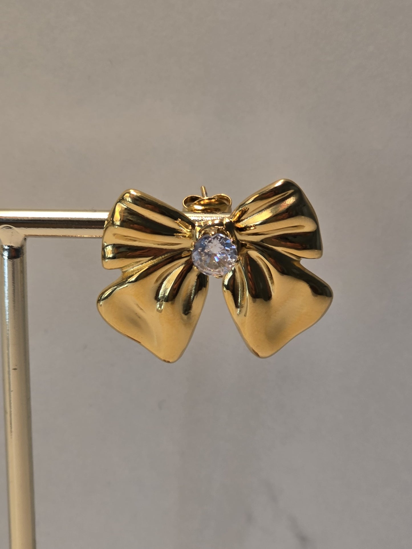 Gold Bow Stud Earrings
