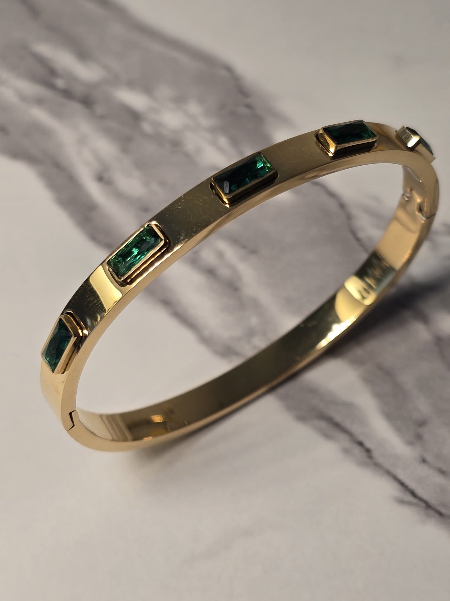 Emerald Elegance Gold Bangle