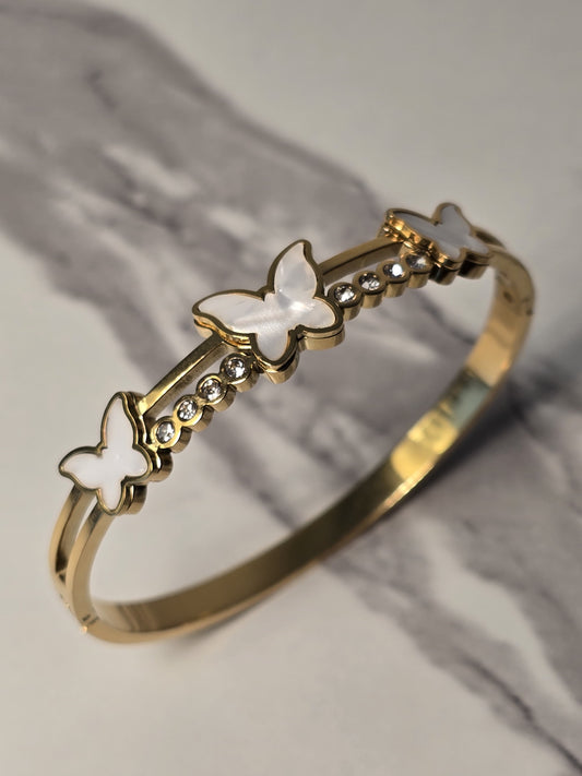 Butterfly Charm Gold Bangle