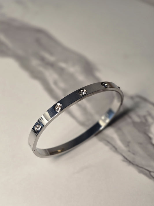 Classic Silver Crystal Bangle