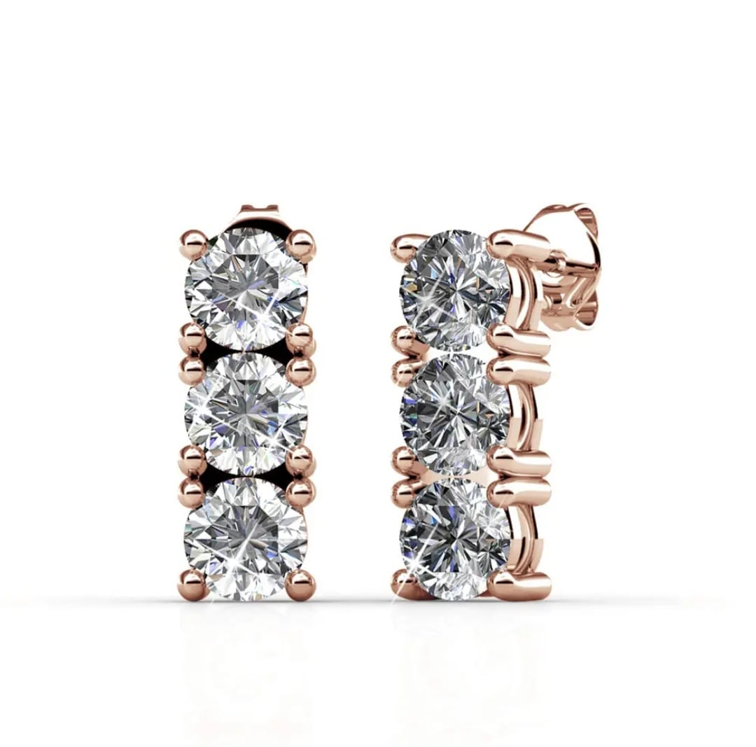Tri-Gold and Crystal Earrings
